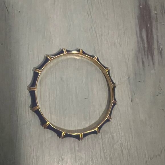 STELLA & DOT Bangle Bracelet Navy Blue Gold Tone Enamel JULEP BAMBOO Stackable - Picture 5 of 10